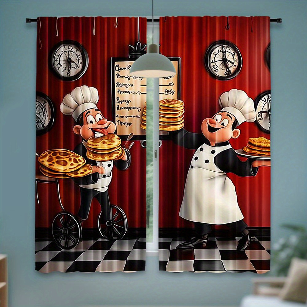 Home Cooking Youtube - Rideaux occultants à motif de chef