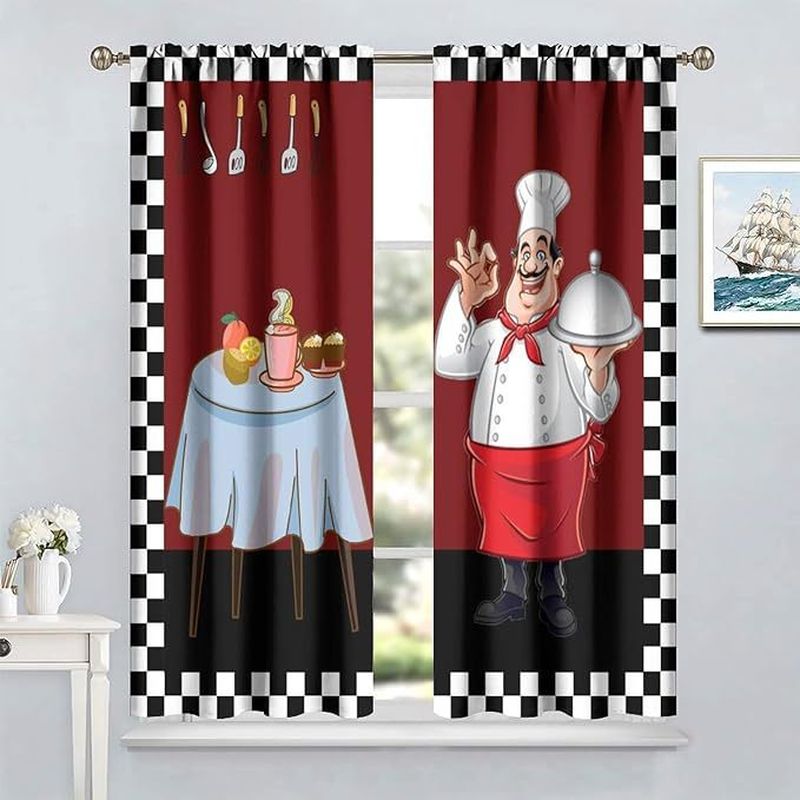 Home Cooking Youtube - Rideaux de cuisine courts VIKAMA Bistro,
